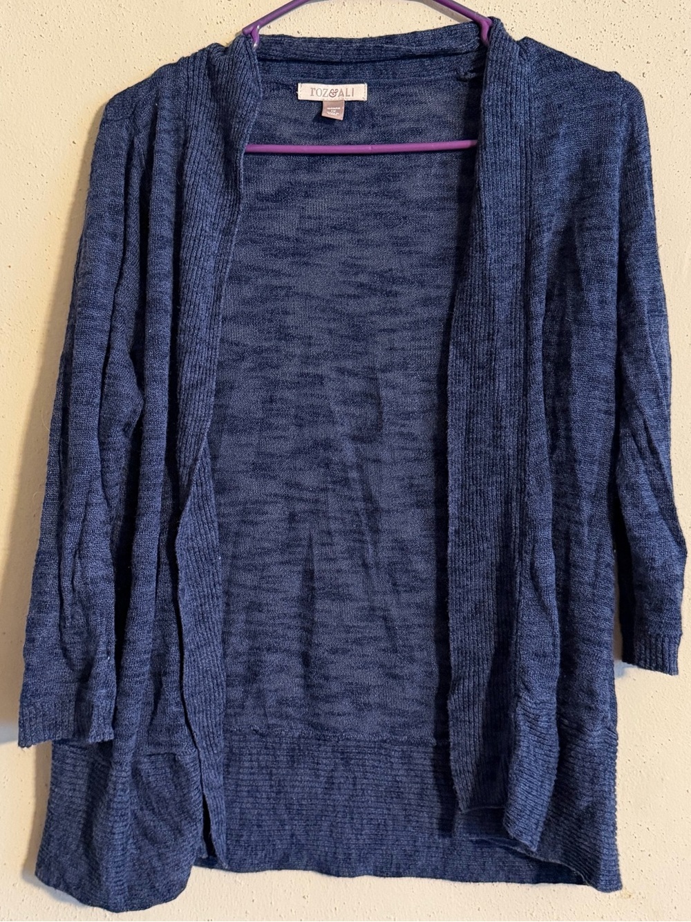 Size 1X : Open-Front Navy Blue Women's Cardigan Sweater